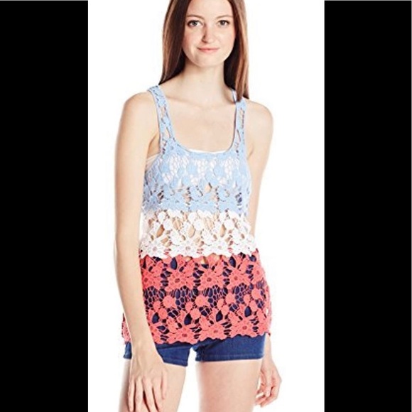 Crochet Racerback Color Block Tank - Picture 2 of 4